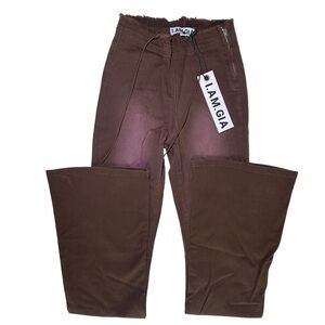 I AM GIA Neavah Denim Chocolate Pant Bell Bottom Low Waist Flare Style Jeans XS